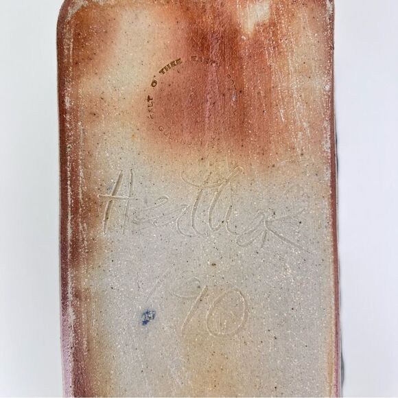 Salt of The Earth Stoneware Bakeware Pottery Guernsey Ohio Signed Blue Hearts - Picture 8 of 11